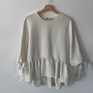 English Factory (Tuckernuck) White Peplum Blouse